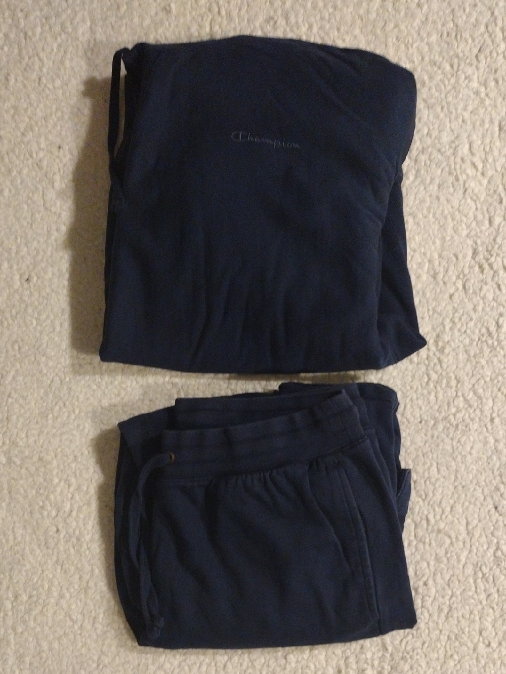 Champion Navy Blue Tracksuit Hoodie Sweatpants Sweatshirt Joggers Set Sweatsuit